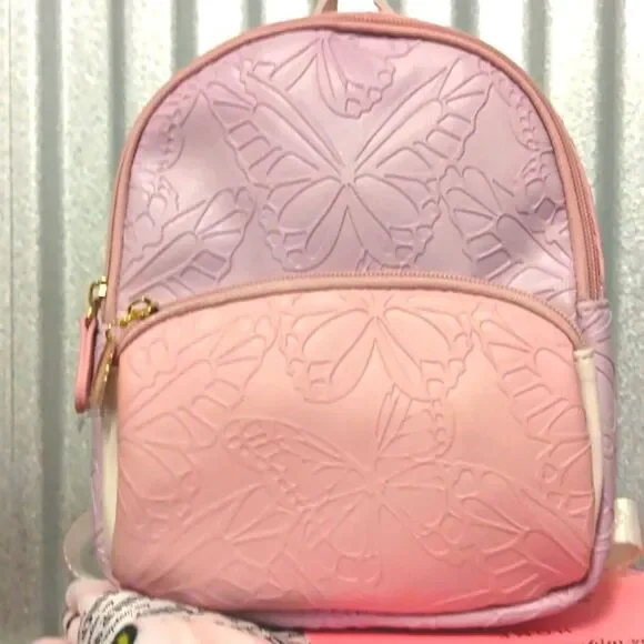 Betsey Johnson - NWT - Pink and Lavender Butterfly Embossed Backpack STATE Bags | Kane Double Pocket Backpack 3D Butterfly main image 4